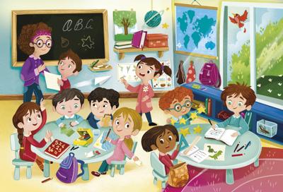 Clementoni legpuzzel My Classroom 104 stukjes 62 x 42 cm