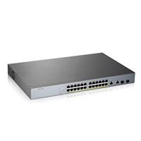 Zyxel Nebula 24-poorts Gigabit Smart Managed PoE + switch met 375 Watt Budget en 2 Gigabit Combo-portar met Nebula Cloud Managment [GS1350-26HP]