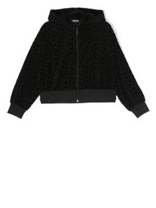 DSQUARED2 KIDS hoodie zippé en velours à logo embossé - Noir