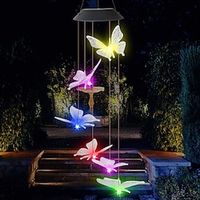 Outdoor waterdichte led solar kleurrijke windgong lamp vlindervorm hanger led nachtlampje binnenplaats tuin terras decoratieve lantaarn Lightinthebox