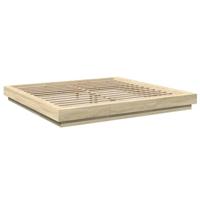 vidaXL Bedframe bewerkt hout sonoma eikenkleurig 200x200 cm, bed, bed ombouw, 2 persoonsbed, bedbodem, slaapkamermeubel, tweepersoonsbed