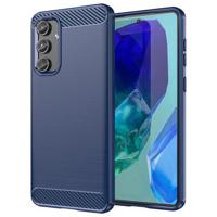 Samsung Galaxy M55/F55/C55 Geborsteld TPU Hoesje - Koolstofvezel - Blauw