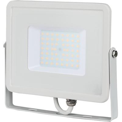 LED Bouwlamp 50 Watt - LED Schijnwerper - Viron Hisal - Helder/Koud Wit 6400K - Waterdicht IP65 - Mat Wit - Aluminium - SAMSUNG LEDs