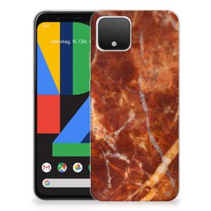 Google Pixel 4 TPU Siliconen Hoesje Marmer Bruin