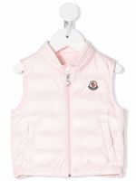 Moncler Enfant gilet matelassé à patch logo - Rose - thumbnail