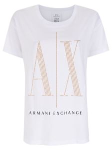 Armani Exchange t-shirt à logo brodé de sequins - Blanc