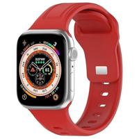 By Qubix - Square siliconen band - Rood - Compatible met Apple Watch 38mm / 40mm / 41mm / 42mm - Compatible Apple watch bandjes