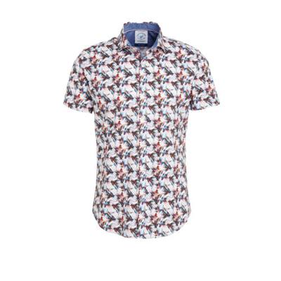 A fish named Fred slim fit overhemd wit/oranje/blauw