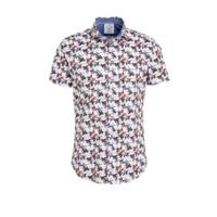 A fish named Fred slim fit overhemd wit/oranje/blauw