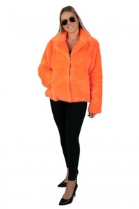 Bontjas neon oranje dames