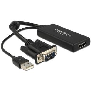 Delock 62668 VGA / HDMI Adapter [1x VGA-stekker - 1x HDMI-bus] Zwart 25.00 cm