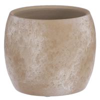 Mica Decorations Bloempot - creme stone - mat - keramiek - 16 x 14 cm   - - thumbnail