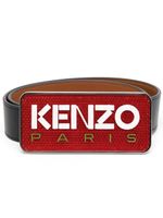 Kenzo ceinture en cuir à plaque logo - Noir - thumbnail