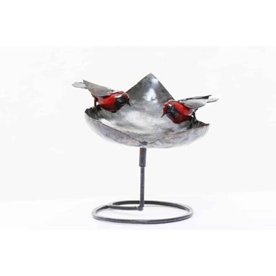 Metalen Vogel Drinkbak met 2 Vogels Tafelmodel Metalen Vogel Drinkbak met 2 Vogels Tafelmodel