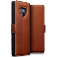 Qubits - lederen slim folio wallet hoes - Samsung Galaxy Note 9 - Cognac