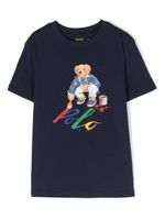 Ralph Lauren Kids t-shirt en coton à imprimé Polo Bear - Bleu