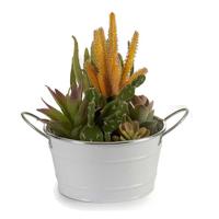 Arte r plantenpot/bloempot teil- zink - wit - D20 x H11 cm   -