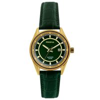 Prisma P.2048 Horloge Decade staal-leder goudkleurig-groen 31,5 mm