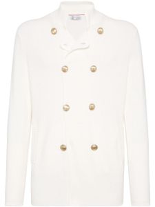 Brunello Cucinelli blazer nervuré à boutonnière croisée - Blanc