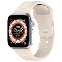 By Qubix - Square siliconen band - Beige - Compatible met Apple Watch 44mm / 45mm / 46mm / 49mm - Compatible Apple watch bandjes