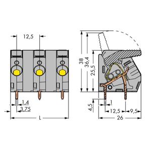 WAGO 2706-303 Veerkrachtklemblok 6.00 mm² Aantal polen 3 Grijs 40 stuk(s)