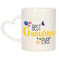 Bellatio Decorations Cadeau koffie/thee mok voor oma - geel - hartjes oor - keramiek - 300 ml   - - thumbnail