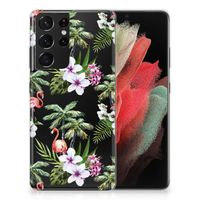 Samsung Galaxy S21 Ultra TPU Hoesje Flamingo Palms