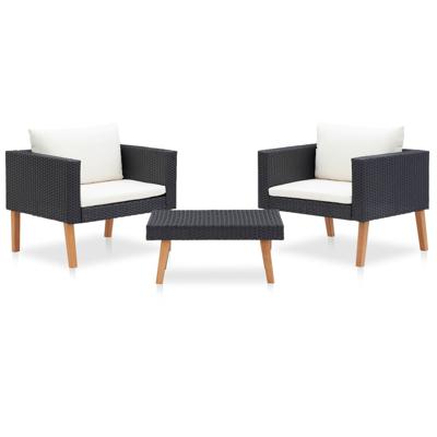 vidaXL 3-delige Loungeset met kussens poly rattan zwart vidaXL 3-delige Loungeset met kussens poly rattan zwart