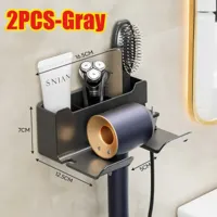 Multifunctionele Haardrogerhouder - Wandmontage | Zonder Boren | Met Plugopslag | ABS Kunststof