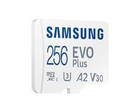 Samsung EVO Plus SDXC-kaart 256 GB Class 10, Class 10 UHS-I, UHS-I, v30 Video Speed Class A2-vermogensstandaard, Incl. SD-adapter, Schokbestendig - thumbnail