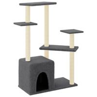 vidaXL Kattenmeubel met sisal krabpalen 107,5 cm donkergrijs, kattenpaal, kattenboom, kattenkrabpaal, kattenhuis, kattenmeubel, kattenpalen