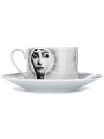 Fornasetti tasse et soucoupe à imprimé graphique - Blanc