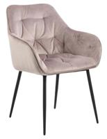 AC Design Furniture Bentley Carver eetkamerstoelen set van 2, H: 83 x B: 58 x D: 55 cm, Dusty Rose/zwart, fluweel/metaal, 2 stuks.