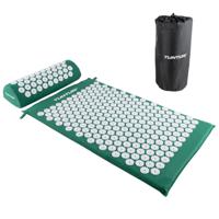 Tunturi Acupressuur Mat met kussen | Spijkermat | Meditatie Mat | Acupunctuur Set | 83 x 42 cm | Groen