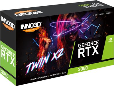 Inno 3D Nvidia GeForce RTX 3050 Videokaart Twin X2 8 GB GDDR6-RAM PCIe x16 DisplayPort, HDMI, DVI NVIDIA G-Sync , Vulkan, Zero-Fan-Modus