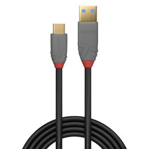 LINDY USB-kabel USB 3.2 Gen2 (USB 3.1 Gen2) USB-C stekker, USB-A stekker 0.50 m Zwart, Grijs 36910