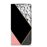 Samsung Galaxy S22 Stand Case Zwart Roze Vormen - thumbnail