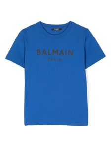 Balmain Kids t-shirt en coton à logo imprimé - Bleu