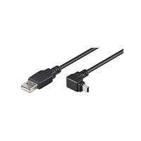 Goobay 93971 USB 2.0 naar 90 graden USB 2.0 Mini Type B-kabel 480 Mbits/USB A naar Mini B USB haakse stekker adapterkabel/GoPro - kaartlezer - hubs/zwart / 1,8 m