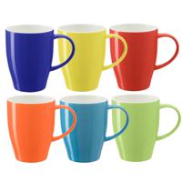 Koffie mokken/bekers Paris - 6x - porselein - multi kleuren - 350 ml - stijlvolle vorm