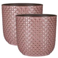 2x Stuks Plantenpotten/bloempotten keramiek roze - D21.5 en H20.5 cm