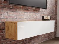 Tv-meubel KINGSTON 1 klapdeur 140 cm gouden eik/hoogglans wit - thumbnail