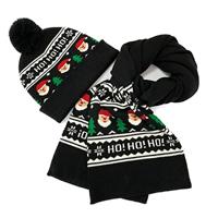 WLLLTY hoed Kerstmuts Pompom Sjaal Set Acryl Kerst Kostuum Volwassen Kinderen Kerstfeest Hoed Decoratie