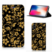 Apple iPhone X | Xs Smart Cover Gouden Bloemen