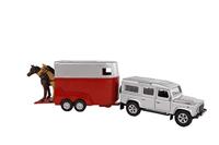 Kids Globe Land Rover Defender With Horse Trailer, Assorted color