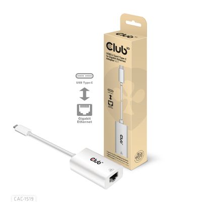 club3D Adapter USB 3.2 Typ C - RJ-45 Adapter 10 / 100 / 1000 MBit/s USB-C, RJ45
