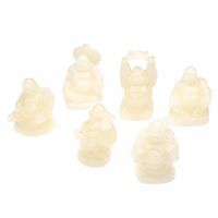 Happy Boeddha Beeld Polyresin Wit - set van 6 - ca. 5 cm