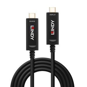 LINDY 38503 USB-C-displaykabel Aansluitkabel USB-C stekker, USB-C stekker 15.00 m Zwart