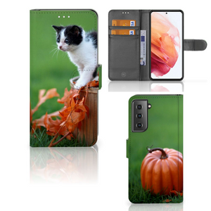 Samsung Galaxy S21 Telefoonhoesje met Pasjes Kitten