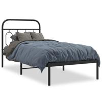 Bedframe met hoofdbord metaal zwart 90x190 cm